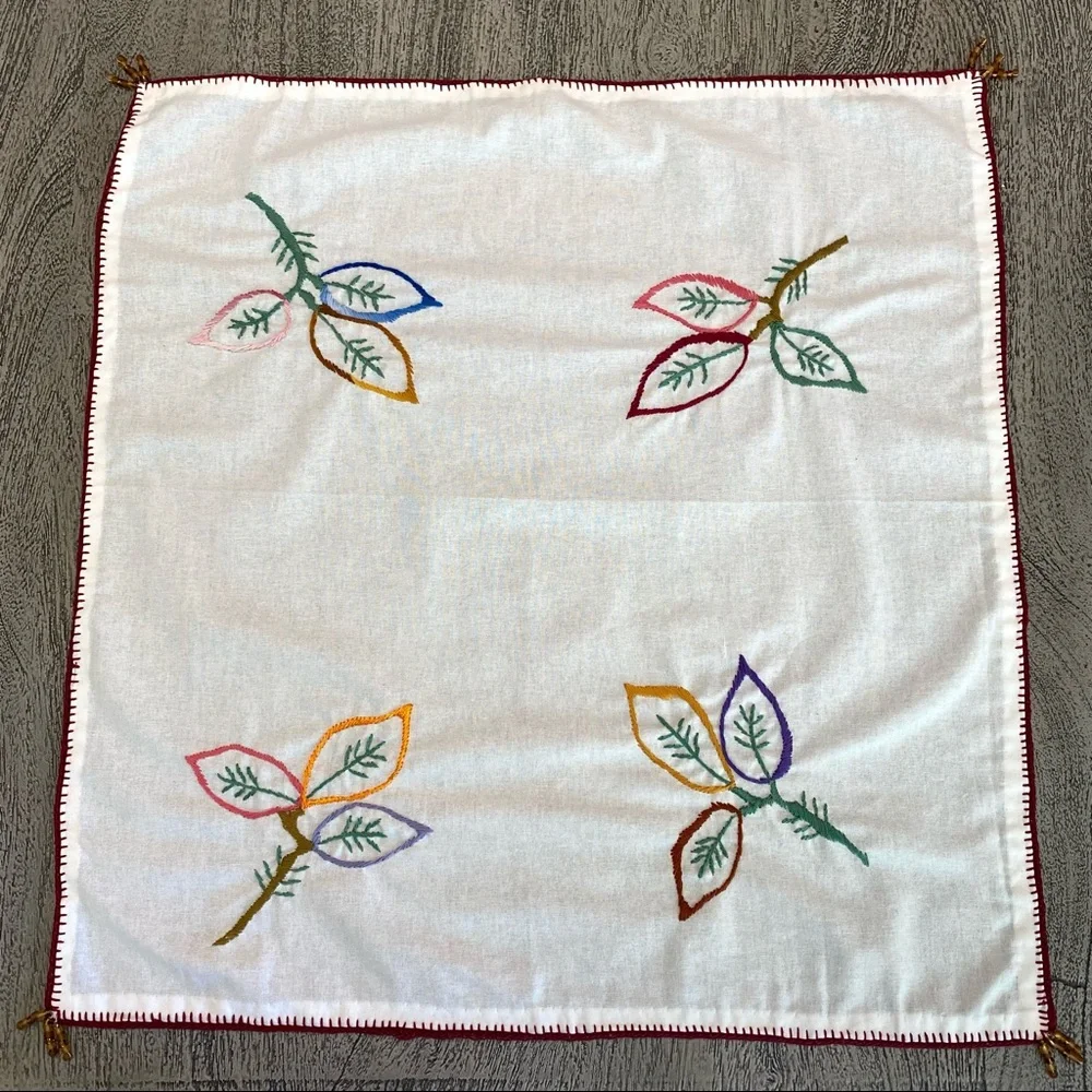 LAST CHANCE SALE! SET OF 2 Flowers Hand Embroidered Small Tablecloths